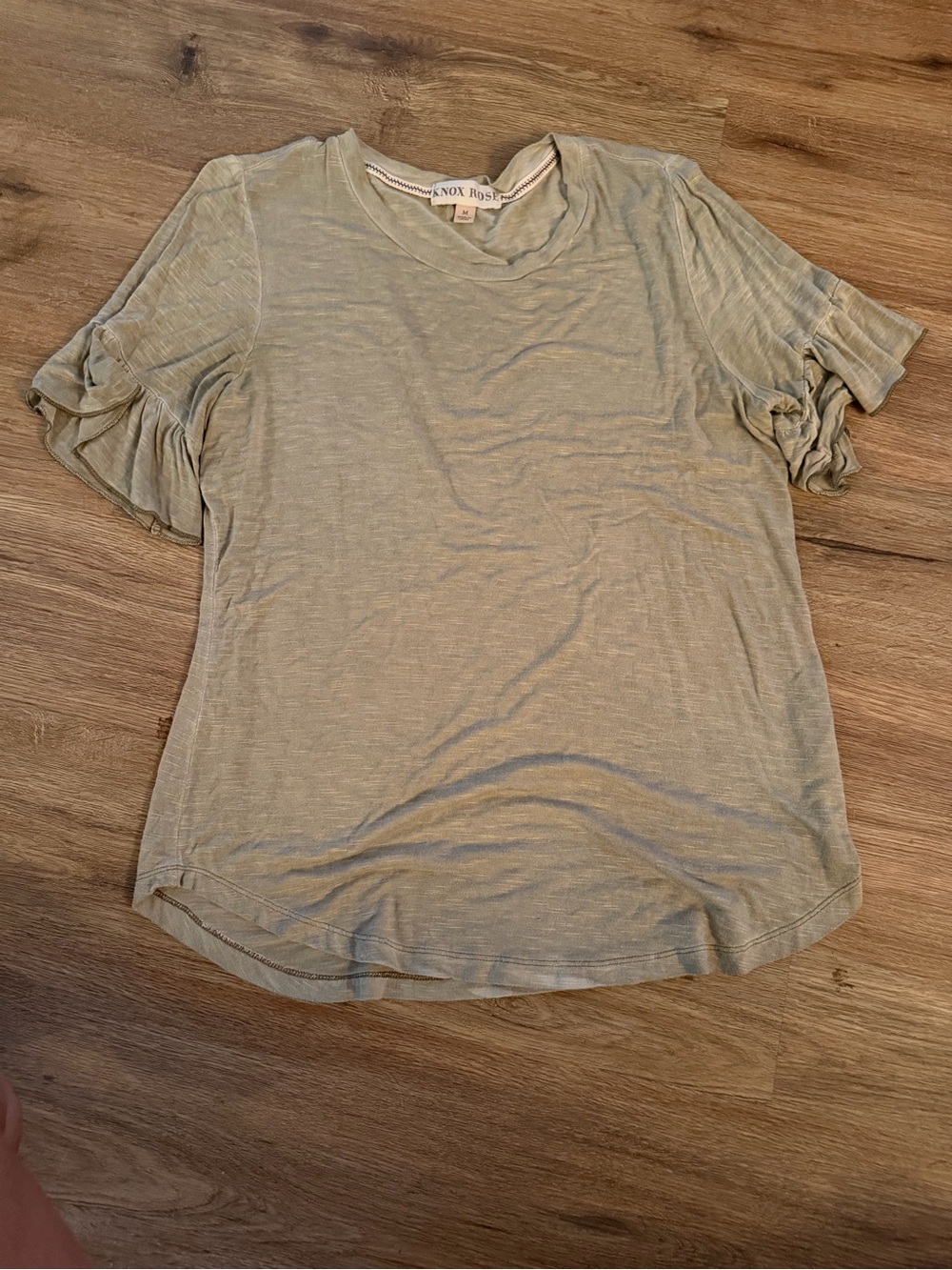 Knox Rose Sage Green Ruffle Sleeve Short Sleeve Tee